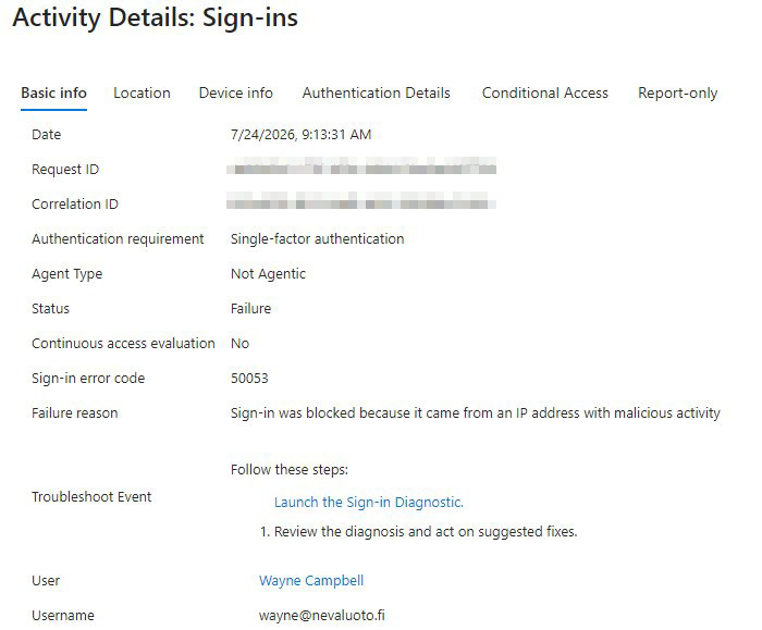 Sign-in blocked by Microsoft themselves