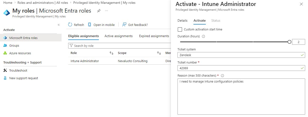 Activating the eligible role as the test user