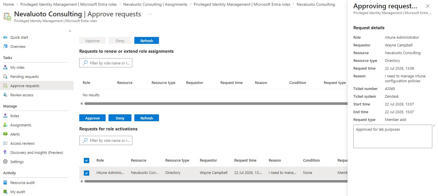 Approving the activation request as admin